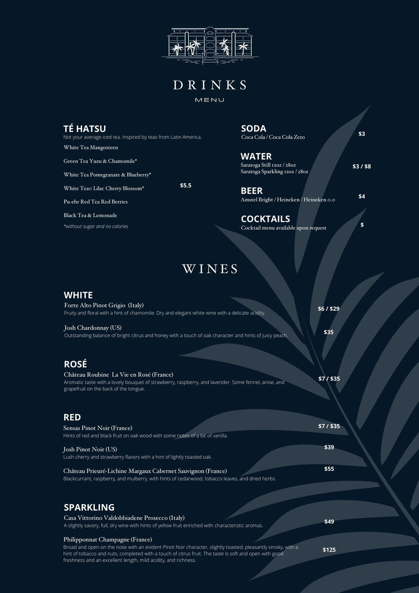 Drinks Menu Drinks Menu